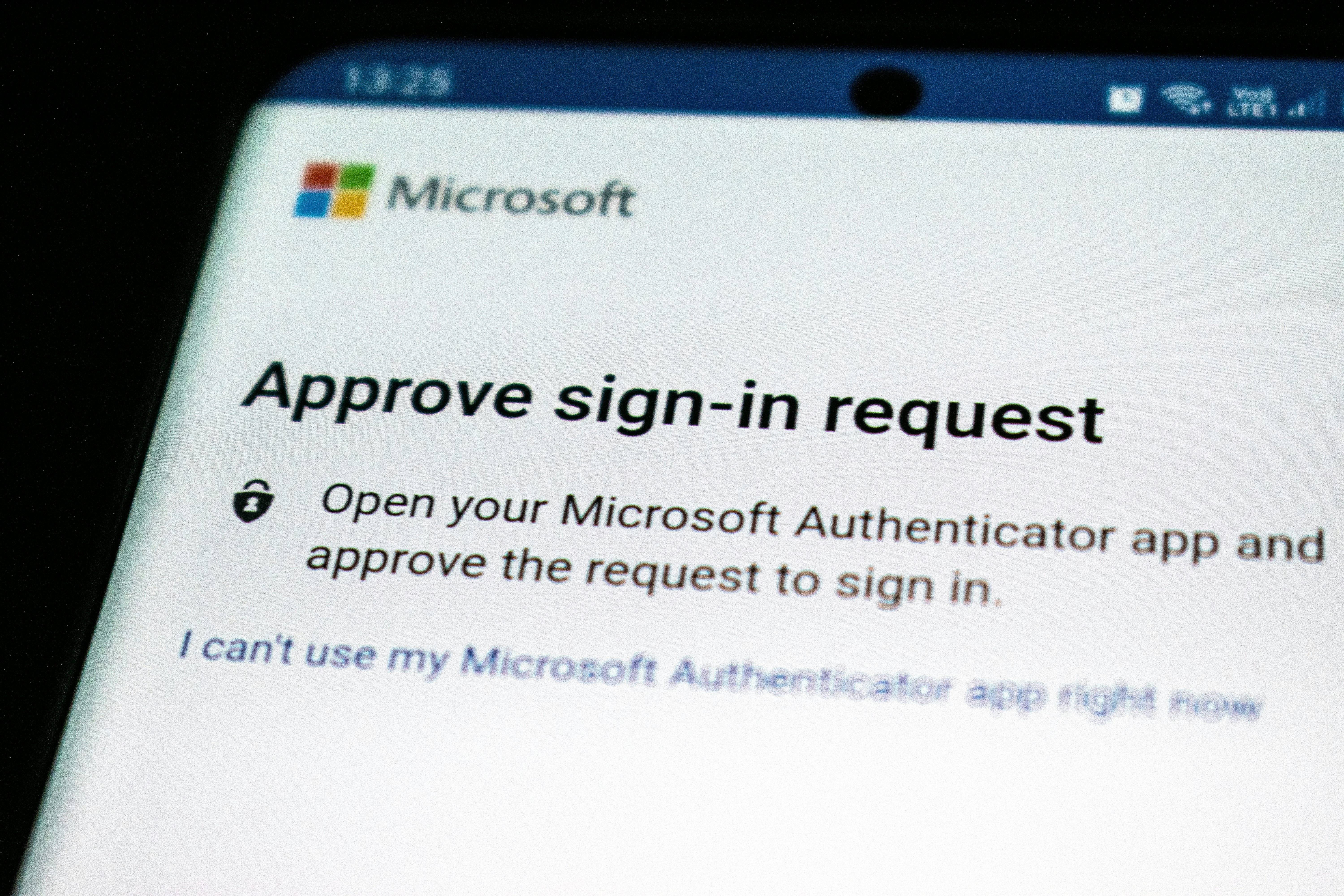 Phone screen showing Microsoft Authenticator sign-in approval prompt